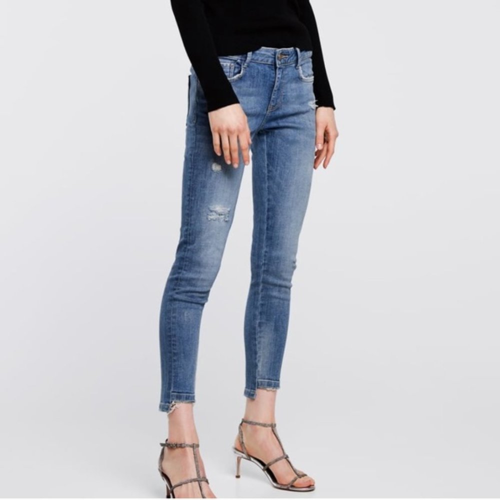 Zara Z1975 Ripped Distressed Skinny Ankle Jeans